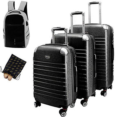 

Travel Joy Solid Hard Body Expandable Check-in Luggage -  inch(Black