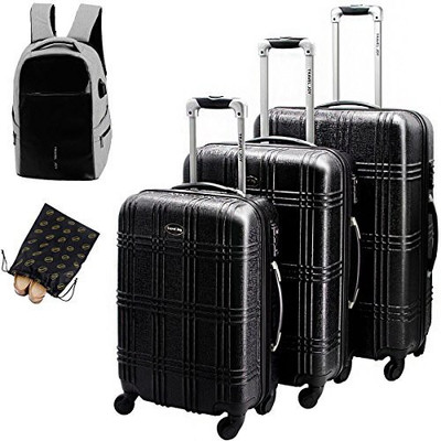 

Travel Joy Solid Hard Body Expandable Check-in Luggage -  inch(Black