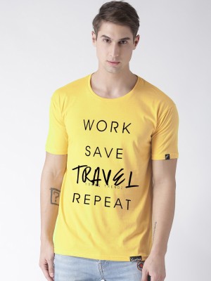 Young trendz Typography Men Round Neck Yellow T-Shirt