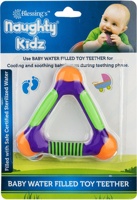 

Naughty Kidz PREMIUM WATER FILLED TOY TEETHER TRIANGLE SHAPE WITH RING KEY TEETHER Teether(Green)