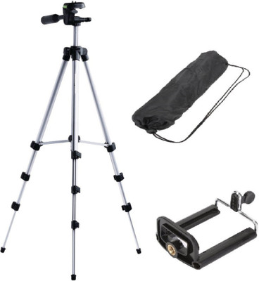 Geocell 3110 Adjustable Head Aluminum Extendable Camera-Tripod With Bag Tripod(Silver, Supports Up to 1000 g)