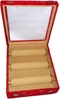

shivanshshine 3 Roll Rod Wodden Velvet Bangles Box with Clear Plastic Box Vanity Box(Red/Maroon) Churi Box. Vanity Box(Red)