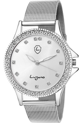 

Lugano LG 2061 Eternal Silver Gem Studded Dial Watch - For Girls
