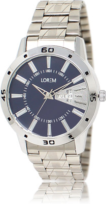 

LOREM LR102 LR101 New Stylish Day-Date New Silver Metal Bracelet Watch - For Men