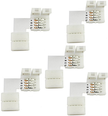 

ACUTAS (5pcs) 4 Pin LED Connector L Shape For Connecting Corner Right Angle 10mm 5050 LED Strip Light RGB LED Connector Wire Connector(White, Pack of 5)