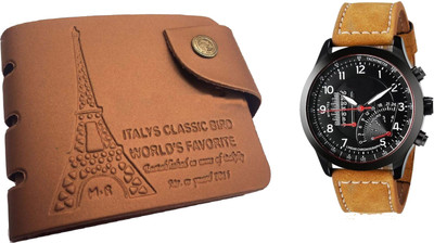

Peacock Mundkar Wallet, Digital Watch Combo(Tan)