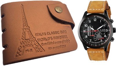 

Peacock Mundkar Wallet, Digital Watch Combo(Tan)