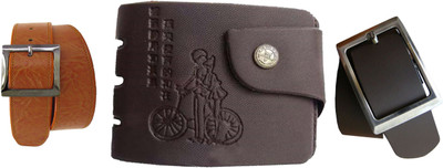 

Peacock Mundkar Wallet, Belt Combo(Tan)