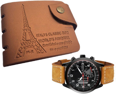 

Peacock Mundkar Wallet, Digital Watch Combo(Tan)