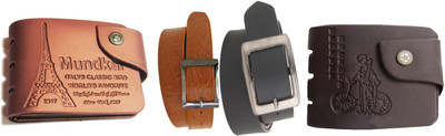 

Peacock Mundkar Wallet, Belt Combo(Tan, Black)