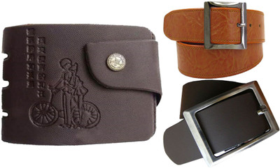 

Peacock Mundkar Wallet, Belt Combo(Tan)