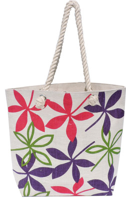 

EWB DYED FLOWER PRINTED JUTE BAG Multipurpose Bag(White, 13 L)
