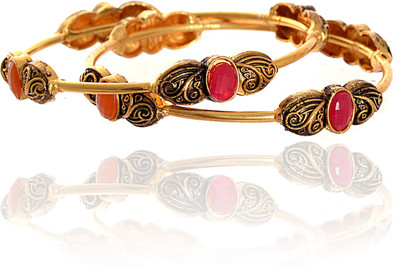 GEODE DELIGHT Alloy Gold-plated Bangle Set(Pack of 2)