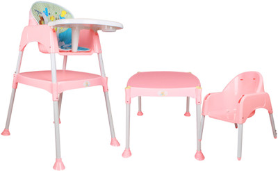 

Ole Baby Anti Skid 3 in 1 Multipurpose Convertible Dinning cum Study Table High WITH CUSHION 0-7 years(Pink)