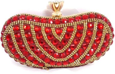 DELMA Party Red, Gold Clutch, Gold;red