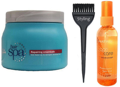 

styling Hair Brush & Loreal Repairing Creambath Spa & Matrix Opticare Smooth Straight Professional Split End Serum(Set of 3)