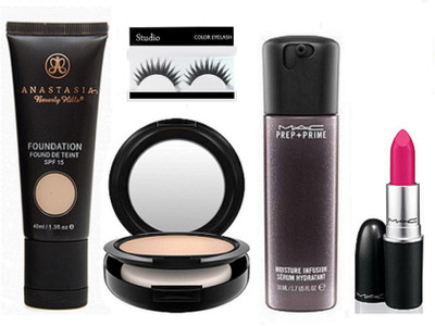 

studio Of Eyelashes, Foundation , S. Fix Face Powder Compact, Face Serum, Folly Pink Lipstick(Set of 5)