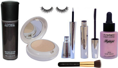 

Studio Fix Combo Makeup Brush&Eyelashes, Prep+Prime Moisture Infusion Serum Hydratant & Lightful Marine-Bright Formula Compect , Mascara,Eyeliner , Prep+Prime Highlight(Set of 7)