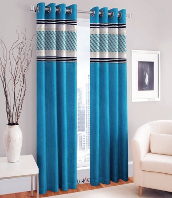 LE HAVRE 152.4 inch (5 ft) Polyester Room Darkening Window Curtain (Pack Of 2)(Abstract, Turquoise)