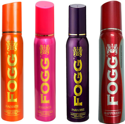 

Fogg RADIATE DEODORANT 120 ML+ DELICIOUS DEODORANT 120 ML+PARADISE DEODORANT 120 ML+HAPPINESS DEODORANT 120 ML Deodorant Spray - For Men & Women(120 ml)