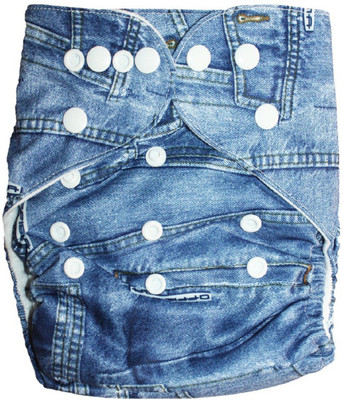 

Baby Shopiieee Reusable modern Baby Cloth Nappies Diapers Adjustable Cloth diaper With 1 Microfiber insert pad (Denim Print) - XL