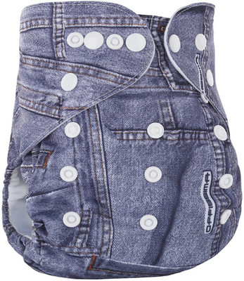 

Baby Shopiieee Washable Baby Pocket Nappy Cloth Reusable Diaper With 1 Microfiber Insert pad (Denim Print) - XL
