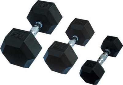 

klapp Hex Rubber Dumbbell Fixed Weight Dumbbell(5 kg), Chrome