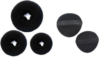 

JAMPAK Hair Donut Bun Maker Hair Ring Styler Maker Round Chignon for Women,And Base puff maker, Black Bun Hair Accessory Set Bun (Black) Bun(Black)