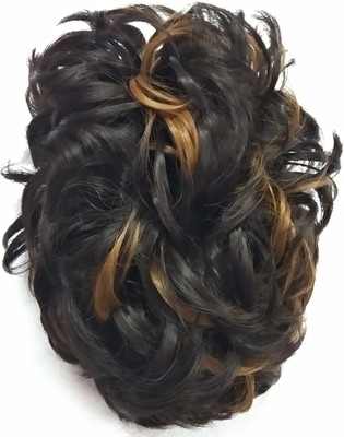 

STYLERA Women Curly Synthetic Artificial Hair Bride Bun Juda rubber free size Wavy Curly Wigs Hair Extention Accessories 26 GOLDEN BROWN Bun(Black)