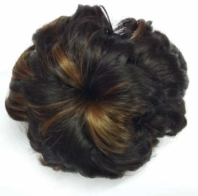 

STYLERA Women Curly Synthetic Artificial Hair Bride Bun Juda rubber free size Wavy Curly Wigs Hair Extention Accessories 41 GOLDEN BROWN Bun(Black, Gold)