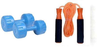 

Venom BLUE COLOR 5KG VINYL PLASTIC DUMBELL AND ORANGE COLOR BEARING SKIPPING ROPE Gym & Fitness Kit
