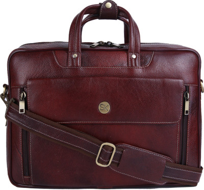 

SK TRADER original Leather Laptop bag sk-006-br Medium Briefcase - For Men & Women(Brown)