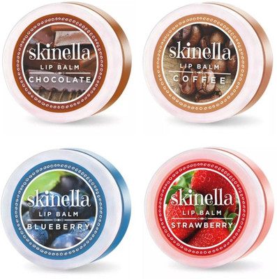 

Skinella LIP BALM COMBO FOUR Chocolate, Blueberry, Coffee, Strawberry(Pack of: 4, 20 g)