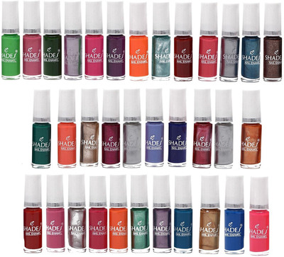 

Royalkart Exclusive 34 Pieces Different Colours of Regular and Metallic Nail Polishes (6 ml each Bottle) Multi(Pack of 34)