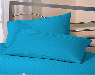 AVI Microfibre Stripes Sleeping Pillow Pack of 2(Turqouise Blue)