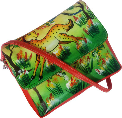 

EL Mio Women Evening/Party, Casual Orange Genuine Leather Sling Bag