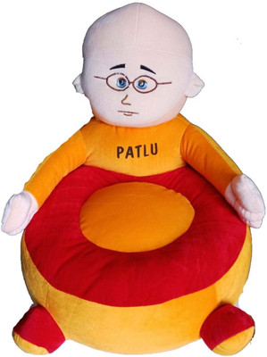 VAISHNO Stuffed Spongy Cute Cartoon Character Soft Baby Patlu Chair - 46 cm(Yellow, Red), Red;yellow