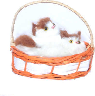 Ktkashish Toys Kashish White & Brown Laghing Brown & White Cat - 4 inch(White)