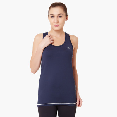 athlete Casual Sleeveless Solid Women Blue Top