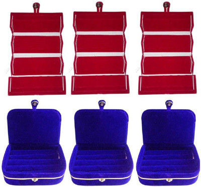 

shivanshshine Set of 6 velvet Vanity case Ring and Earring storage travelling Folder Box Vanity Box (Multicolor) Jewellery Storage Vanity Box(Multicolor)
