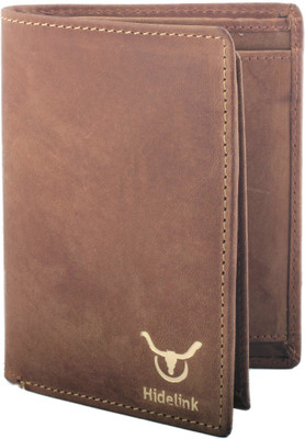 

Hidelink Men Brown Genuine Leather Wallet(8 Card Slots)