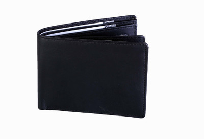 

umda Men Black Genuine Leather Wallet(7 Card Slots), Black;brown;silver