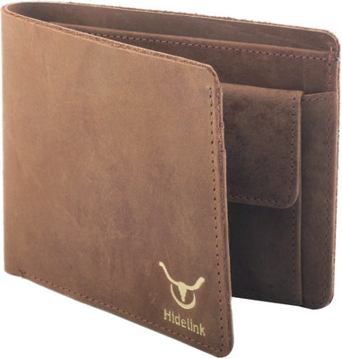

Hidelink Men Brown Genuine Leather Wallet(3 Card Slots)