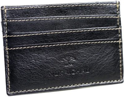 

NUKAICHAU Men Black Genuine Leather Card Holder(5 Card Slots)
