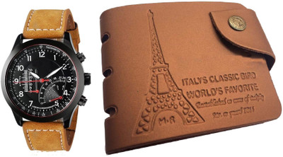 

Peacock Mundkar Wallet, Digital Watch Combo(Tan)