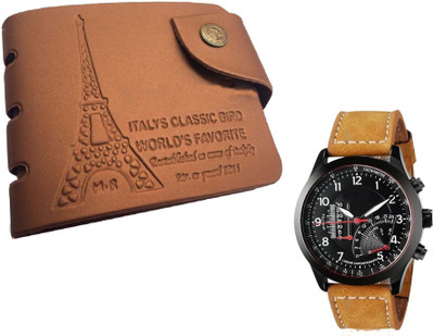 

Peacock Mundkar Wallet, Digital Watch Combo(Tan)