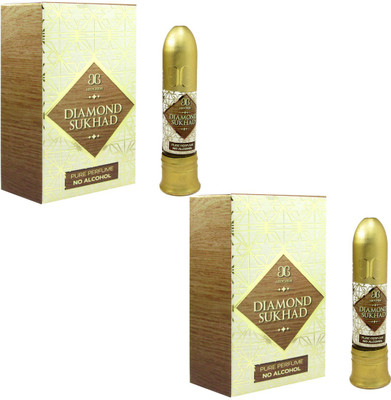 

arochem Set of 2 Sukhad Diamond Attar ithar concentrated perfume oil alcohol free - 6ml Floral Attar(Amber)