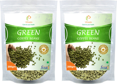 

Vihado Premium Green Coffee Beans / 100% Pure & Natural / 2 Pack of 200g (Total 400g) Instant Coffee 400 g(Pack of 2, Green Coffee Flavoured)