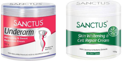 SANCTUS Underarm Whitening & Sweat Reduction Cream & Advanced Skin Whitening & Cell Repair Cream Combo (100gm+100gm)(Set of 2)