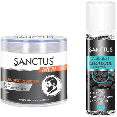 

SANCTUS Dark Spot Reduction 24-hr Oil Control Cream & Activated Charcoal Face Wash Combo (100gm + 100ml)(Set of 2)